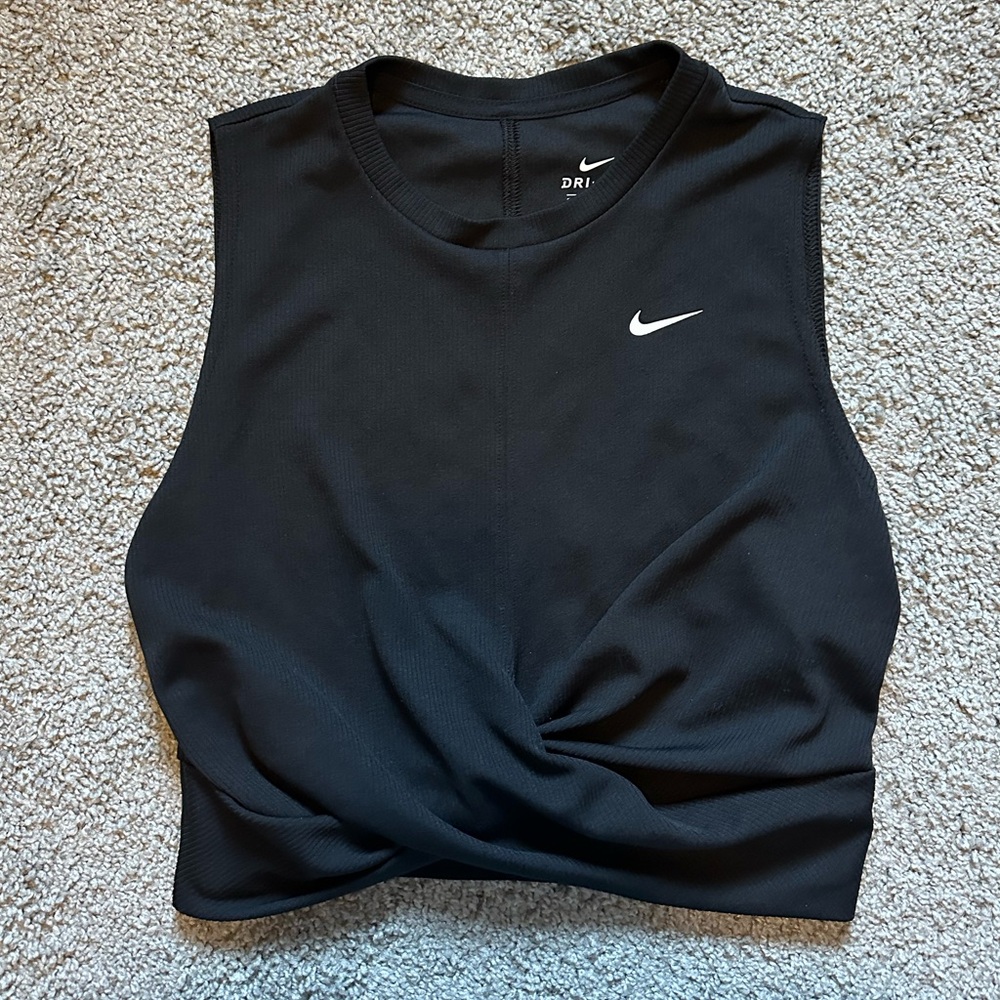 Nike Women’s Black Dri-FIT Twist-Front Sleeveless Top